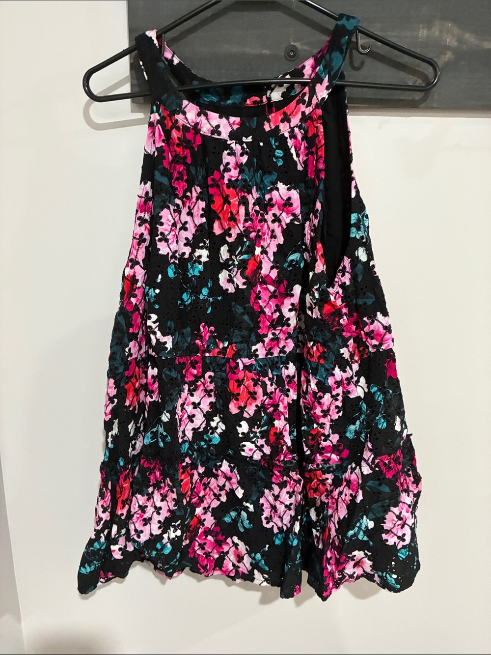 torrid Black Floral top with Pink & Teal Accents